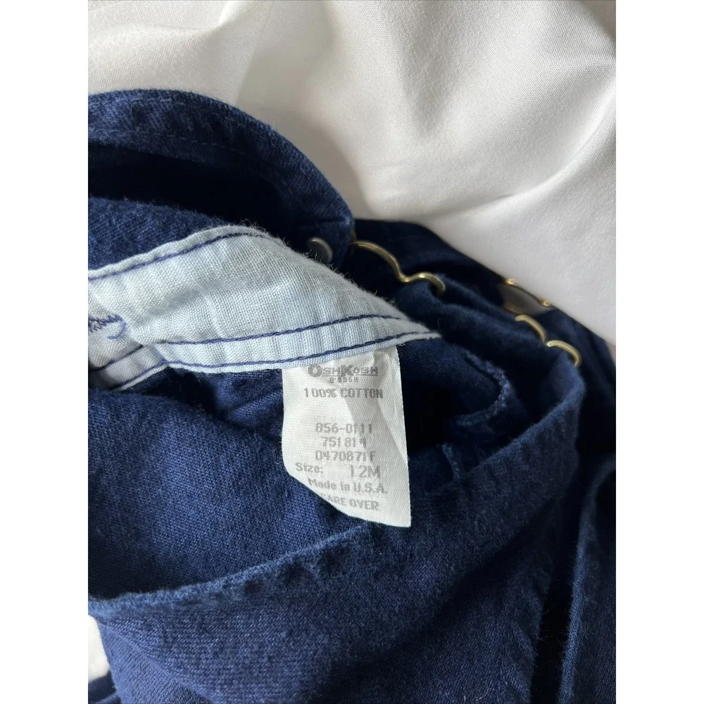 OshKosh Baby B'Gosh Overalls Vtg 12M Construction Vestbak Embroidered 90s Y2K